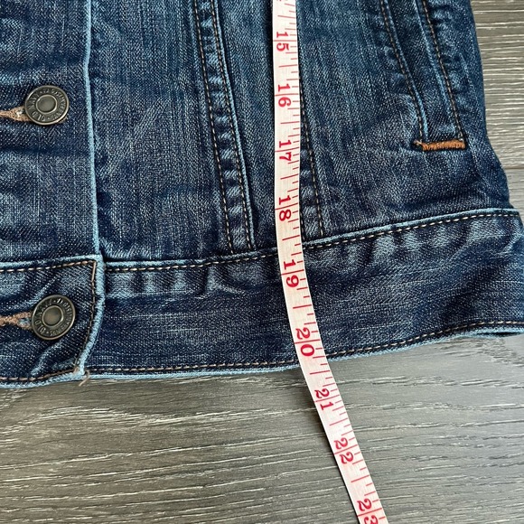 Old Navy jean jacket womens XS Trucker medium dark stretch denim Old School - Picture 10 of 12